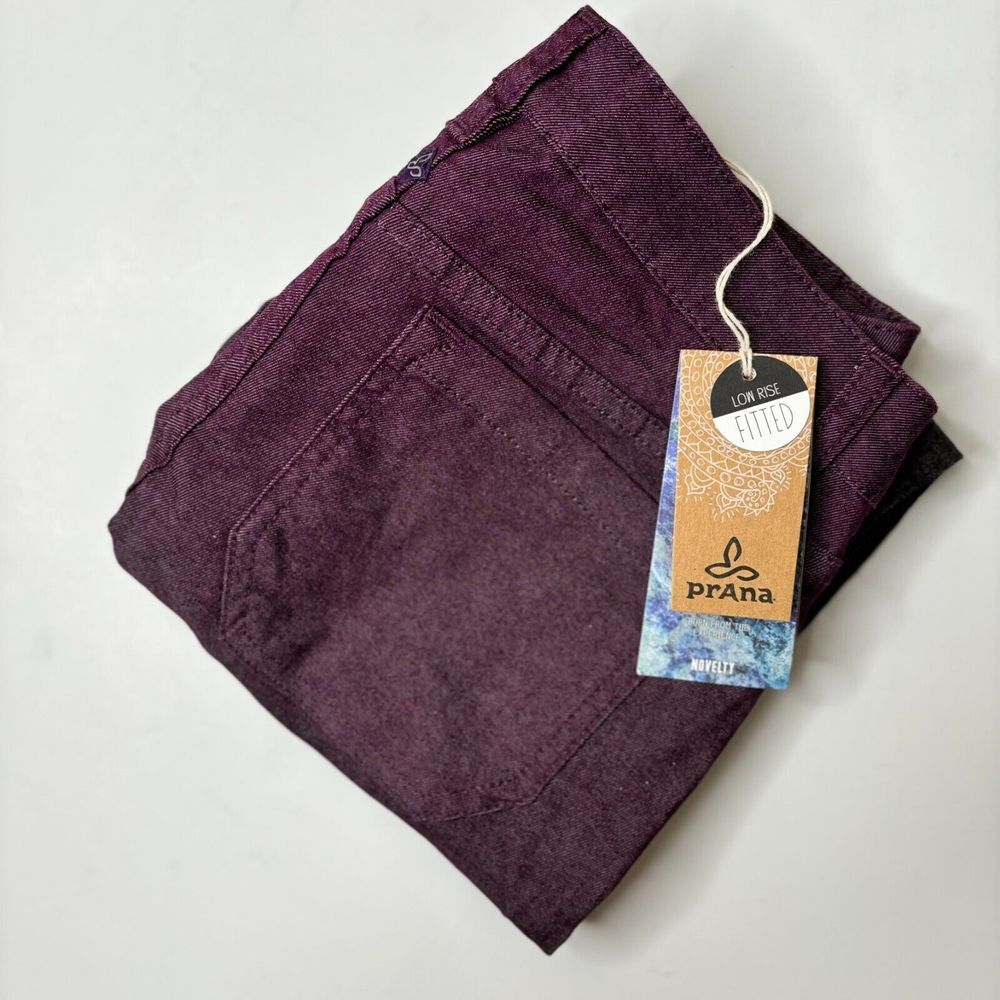 prAna Pants 2/26 Black Plum Ombre Jett Organic Cotton LR Fitted Coated Jeans NWT